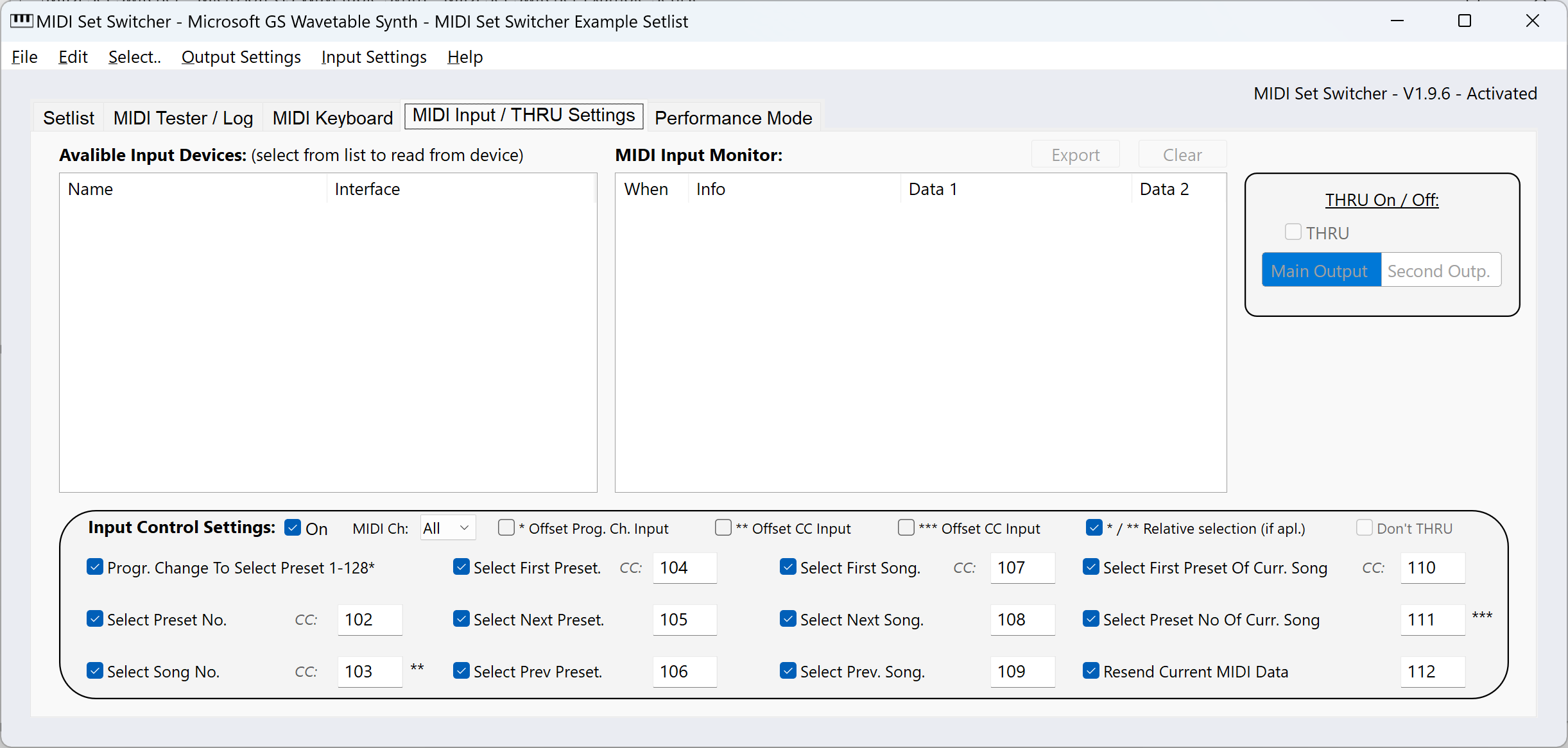 MidiSetSwitcher Input